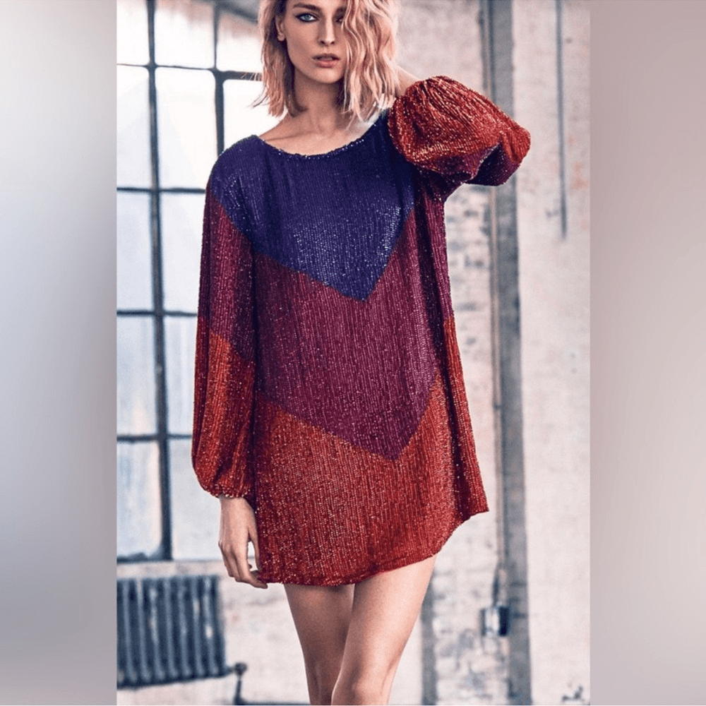 Retrofete Grace Dip Dye Sequin Mini Dress NEW Size Small