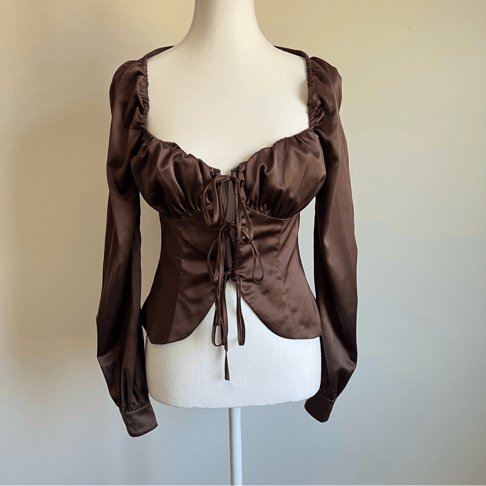 REVOLVE Majorelle Waldorf Top Chocolate Brown Size Small
