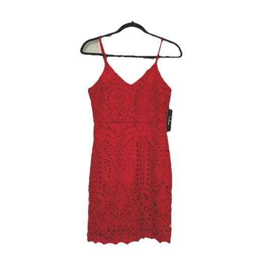 Lulu's Perfect Love Red Lace Eyelet Mini Dress NEW Size Medium