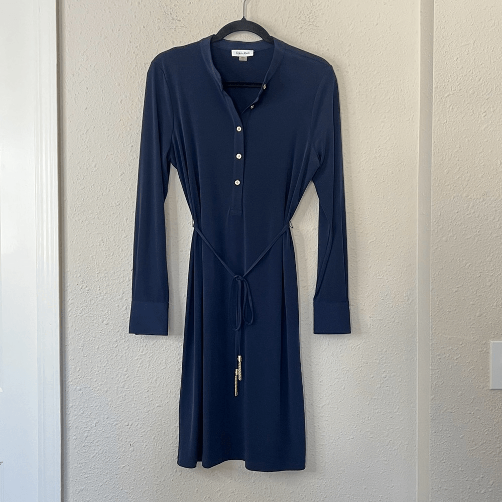 Calvin Klein Denim Belted Shirt Dress