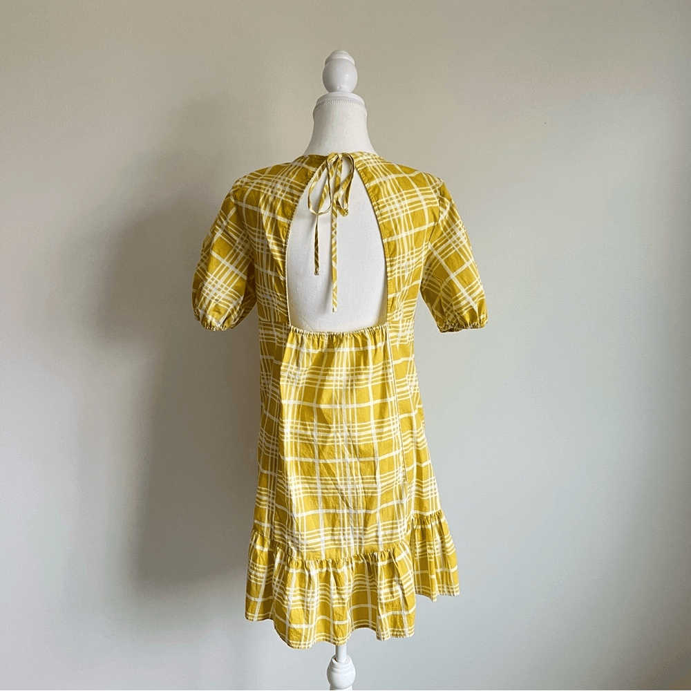 Topshop Yellow Check Mini Poplin Dress Size 6