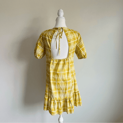 Topshop Yellow Check Mini Poplin Dress Size 6
