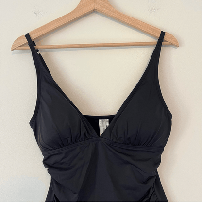 Tommy Bahama One Piece Black Swimsuit Size 10 V Neck Ruched
