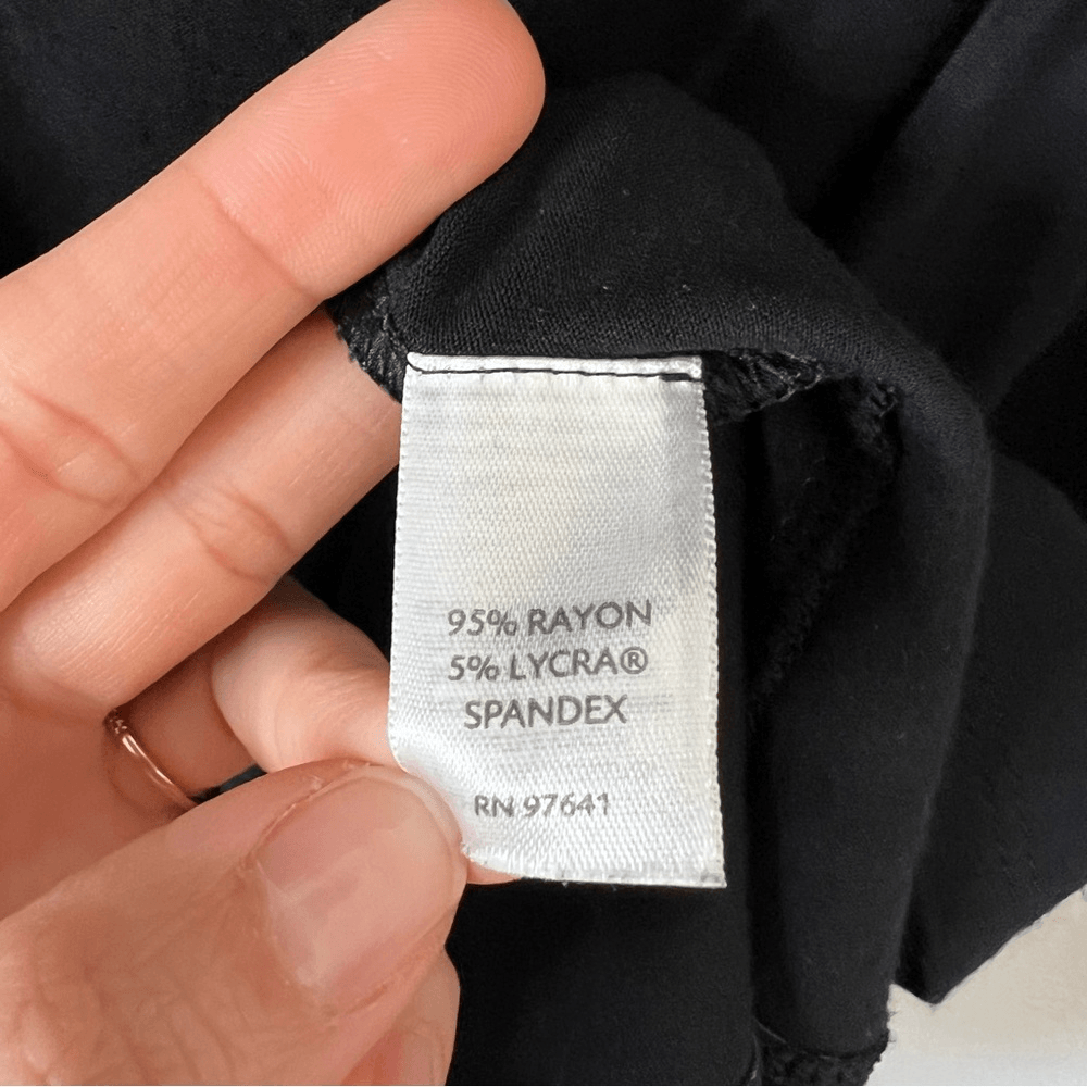 J. Jill Wearever Black Dress Long Sleeve Faux Wrap Size Medium Knee Length