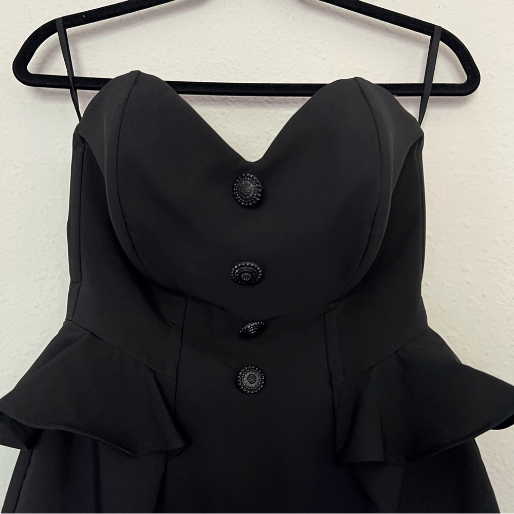 Anthropologie Eva Franco Strapless Peplum Mini Dress in Black NEW Size 8