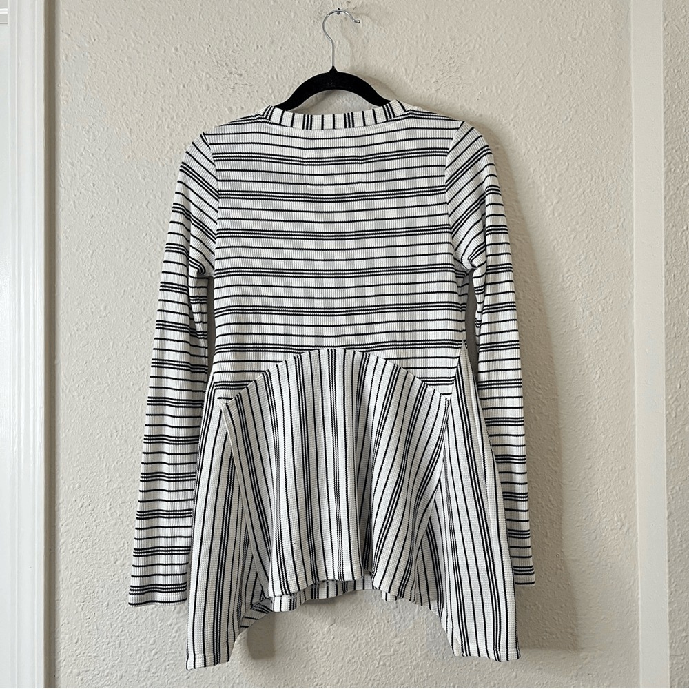 Anthropologie MAEVE Eliza Striped Waffle Knit Long Sleeve Henley Tunic Size XS
