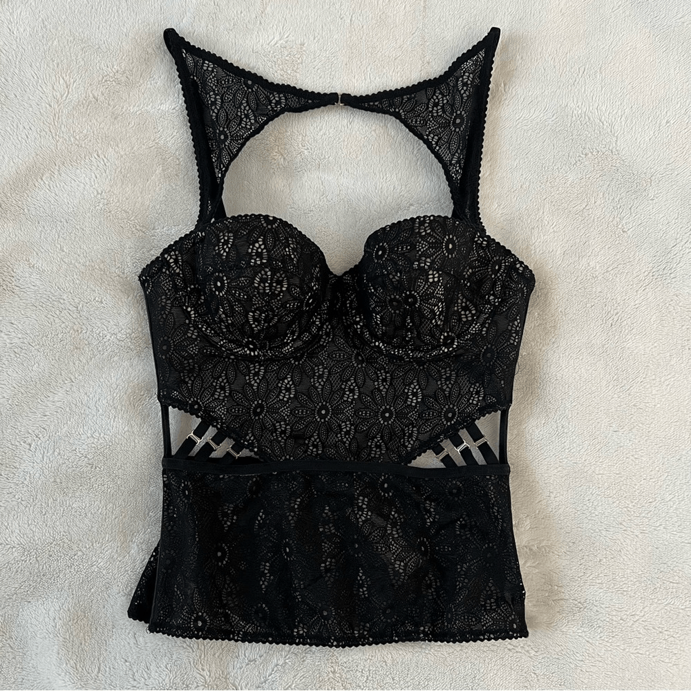 Victoria’s Secret Lace Bustier Corset Black NEW Size 32B