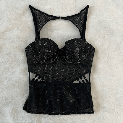 Victoria’s Secret Lace Bustier Corset Black NEW Size 32B