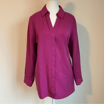 Soft Surroundings Button Down Tunic Shirt Size Medium 100% Tencel Lyocell