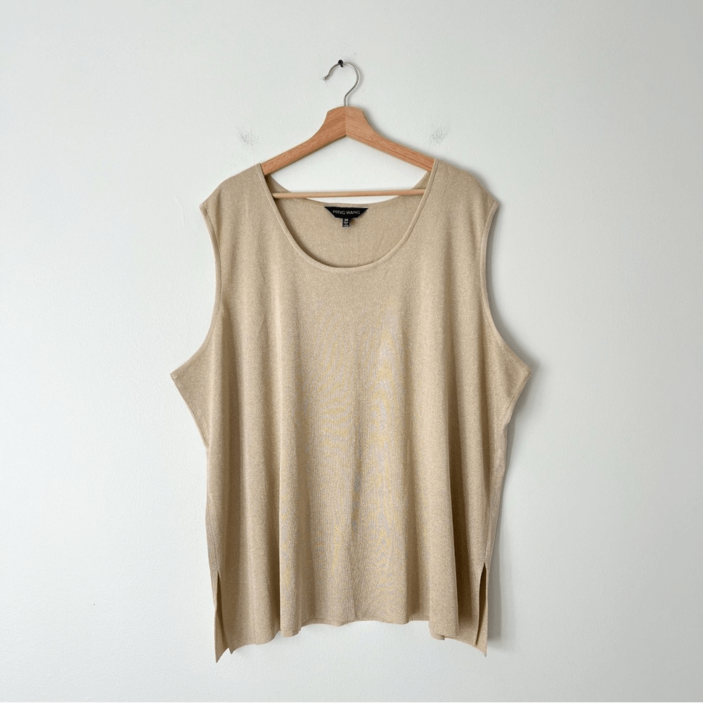 Ming Wang Metallic Gold Shimmer Tank Shell Top Plus Size 3X
