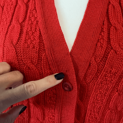 Vintage Pendleton Sweater Vest Women’s Sz Small Virgin Wool Cable Knit Red Retro