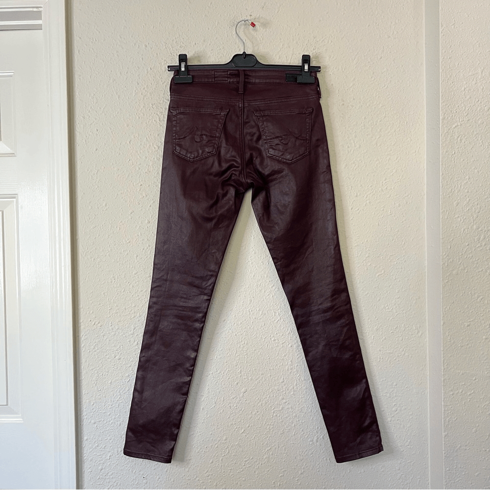 Adriano Goldschmied Burgundy Coated The Legging Ankle Skinny Pants Size 24R