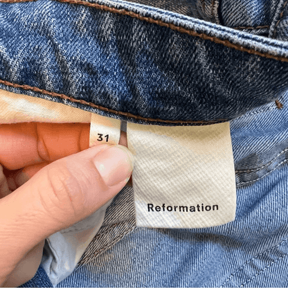 Reformation Fawcett High Waist Wide Leg Cropped Jeans Size 31 Celtic Wash