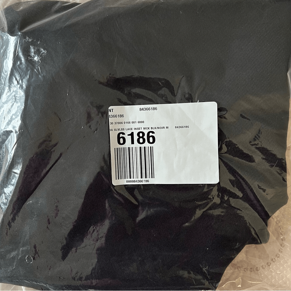 Anthropologie Mock-Neck Lace-Inset Fit & Flare Black Dress NEW Size Medium