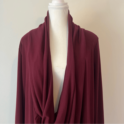 J. Jill Pure Jill Burgundy Cardigan Draped Two-Way Jacket or Wrap Long Sleeve
