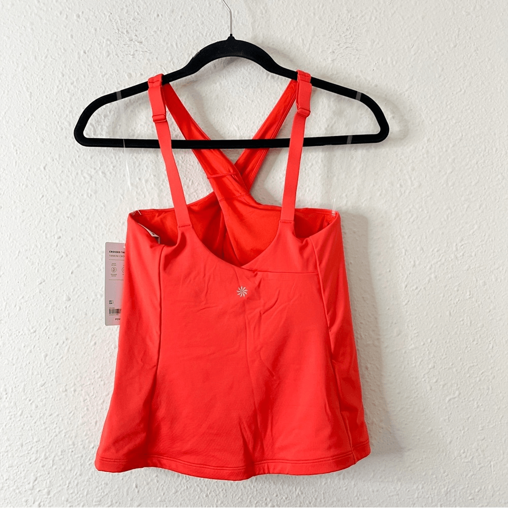 Athleta Crossed Tankini Power of She NEW Size Small in Orange
