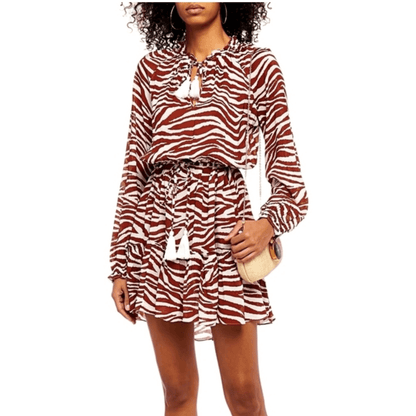 Veronica Beard Danica Cover Up Dress Size Large Animal Print Long Sleeve