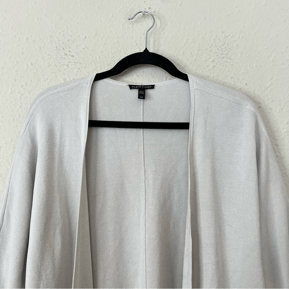 Eileen Fisher Silk Organic Cotton Cardigan Size Large Open Front