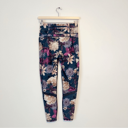 Sweaty Betty The Zero Gravity 7/8 Leggings Floral Size Small Side Pocket