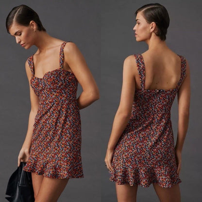 Anthropologie Hutch Ditsy Floral Corset Mini Dress NEW Size Large