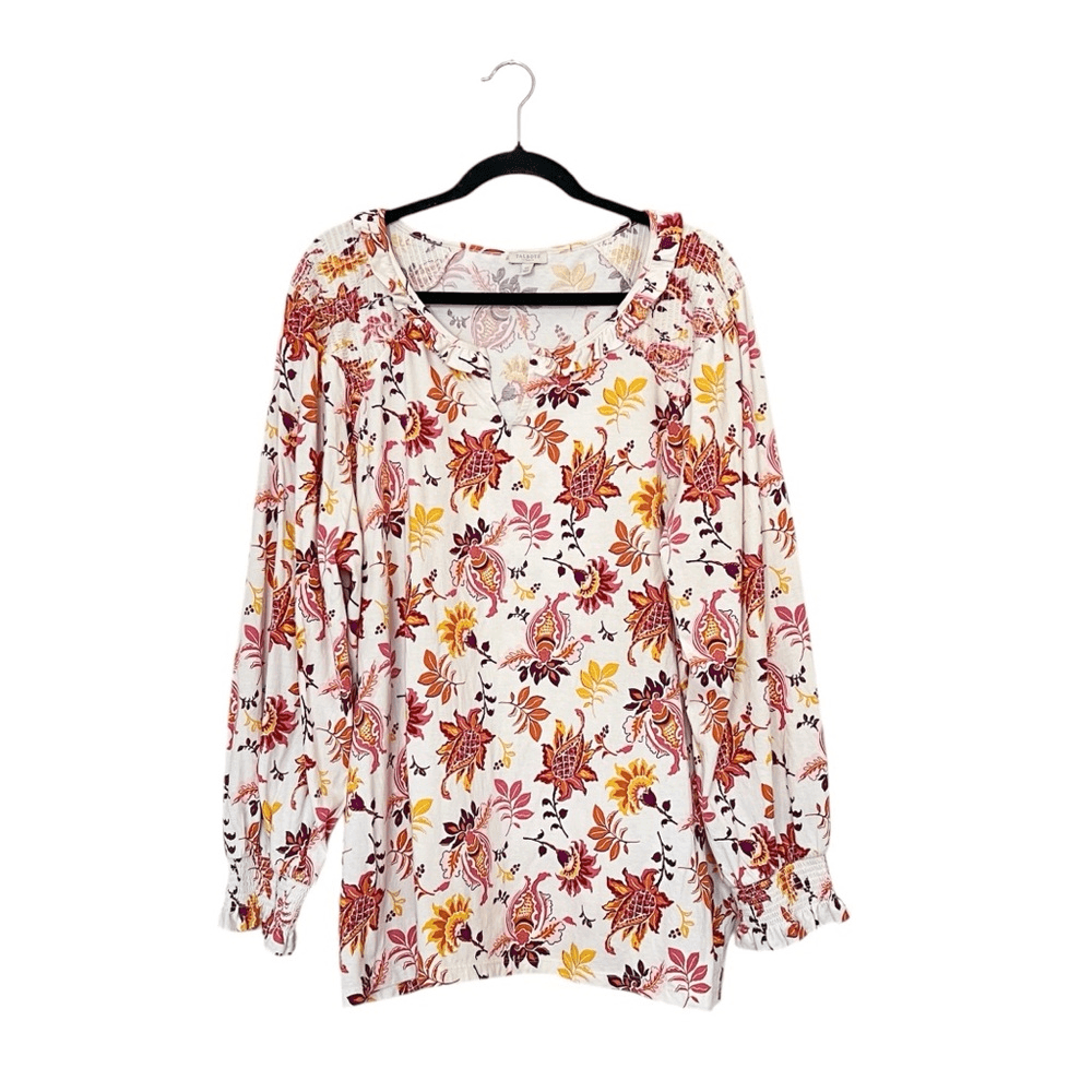 Talbots Floral Long Sleeve Cotton Blouse Plus Size 3X