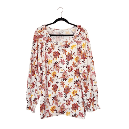 Talbots Floral Long Sleeve Cotton Blouse Plus Size 3X