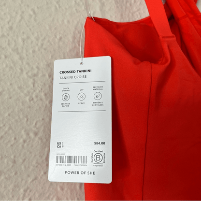 Athleta Crossed Tankini Power of She NEW Size Small in Orange