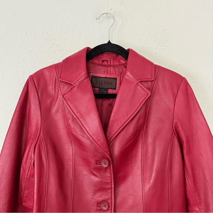 SIENA 100% Leather Red Blazer Jacket| Size 6