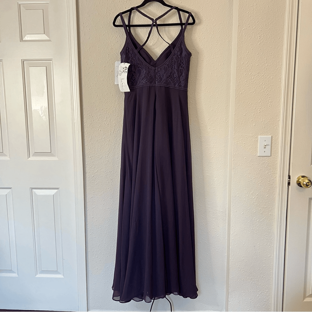 Hayley Paige 5864 Lace Bodice Chiffon A-Line Bridesmaid Maxi Dress Formal Gown