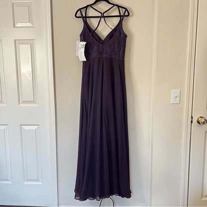 Hayley Paige 5864 Lace Bodice Chiffon A-Line Bridesmaid Maxi Dress Formal Gown