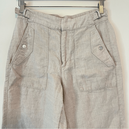 Athleta Voyager 100% Linen Pants Size 4 Cream Coastal Beach Vacation