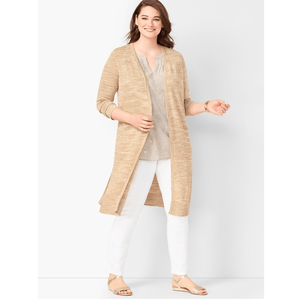 Talbots Lightweight Duster Longline Cardigan Size M Petite