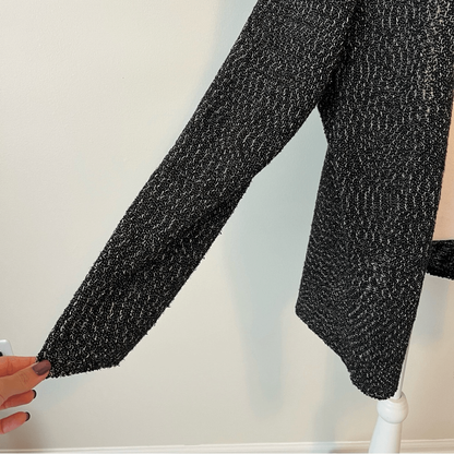 J. Jill Black & Gray Marled Textured Open Front Cotton Blend Cardigan Size Large