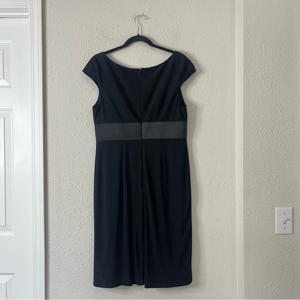 Adrianna Papell Black Sheath Career Cocktail Dress Size 12