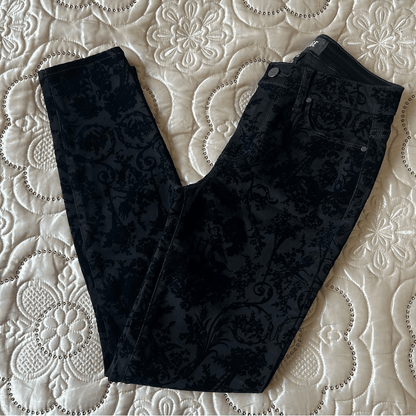 Paige Hoxton Floral Ankle Black Pants Size 26