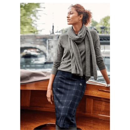 J.Jill Plaid Wrap Front Pull On Skirt NEW Size Medium Stretch Academia Career