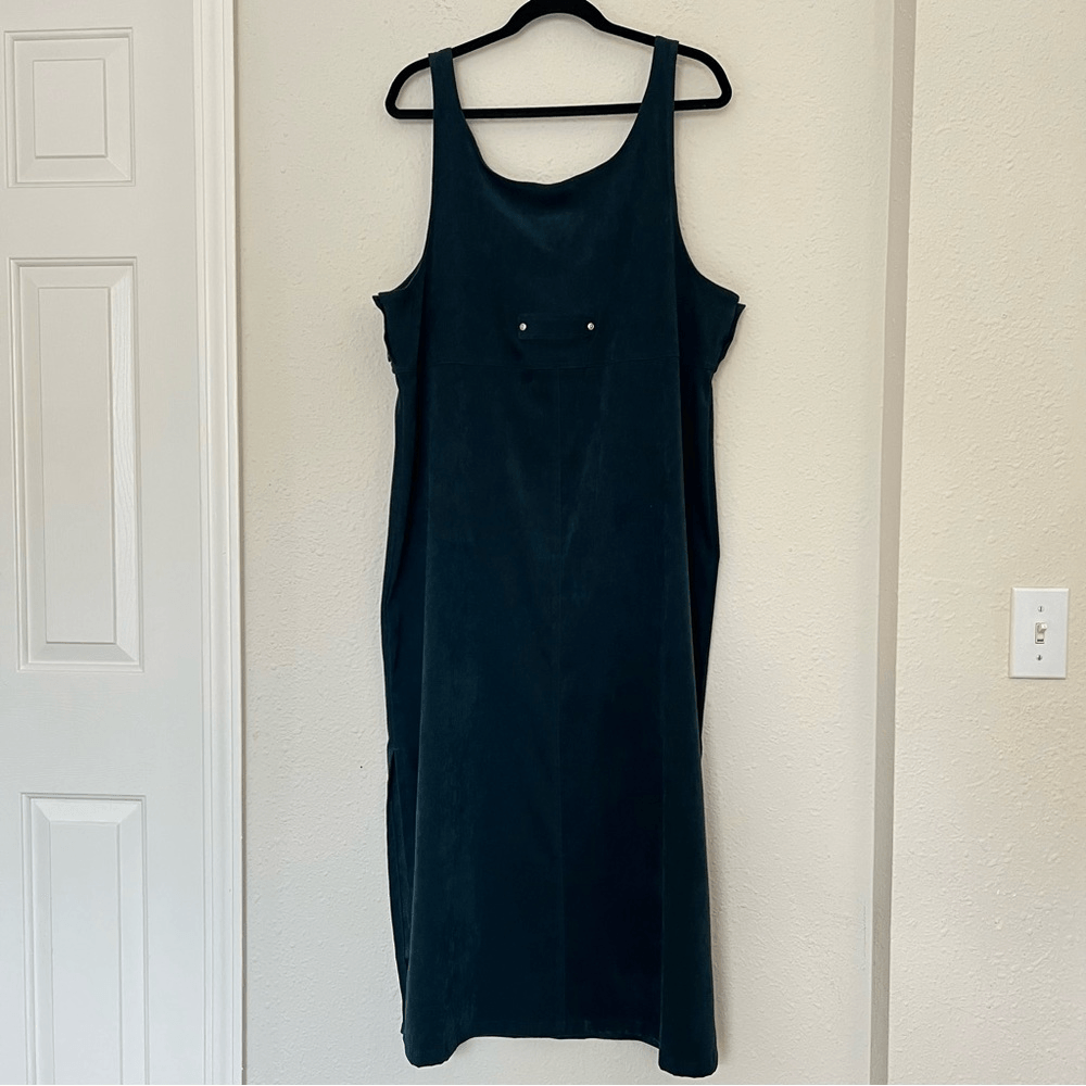 Eric Charles Pinafore Midi Overall Dress in Green Plus Size 1X