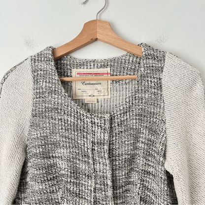 Anthropologie Cartonnier Neutral Tweed Knit Blazer Jacket Size Small