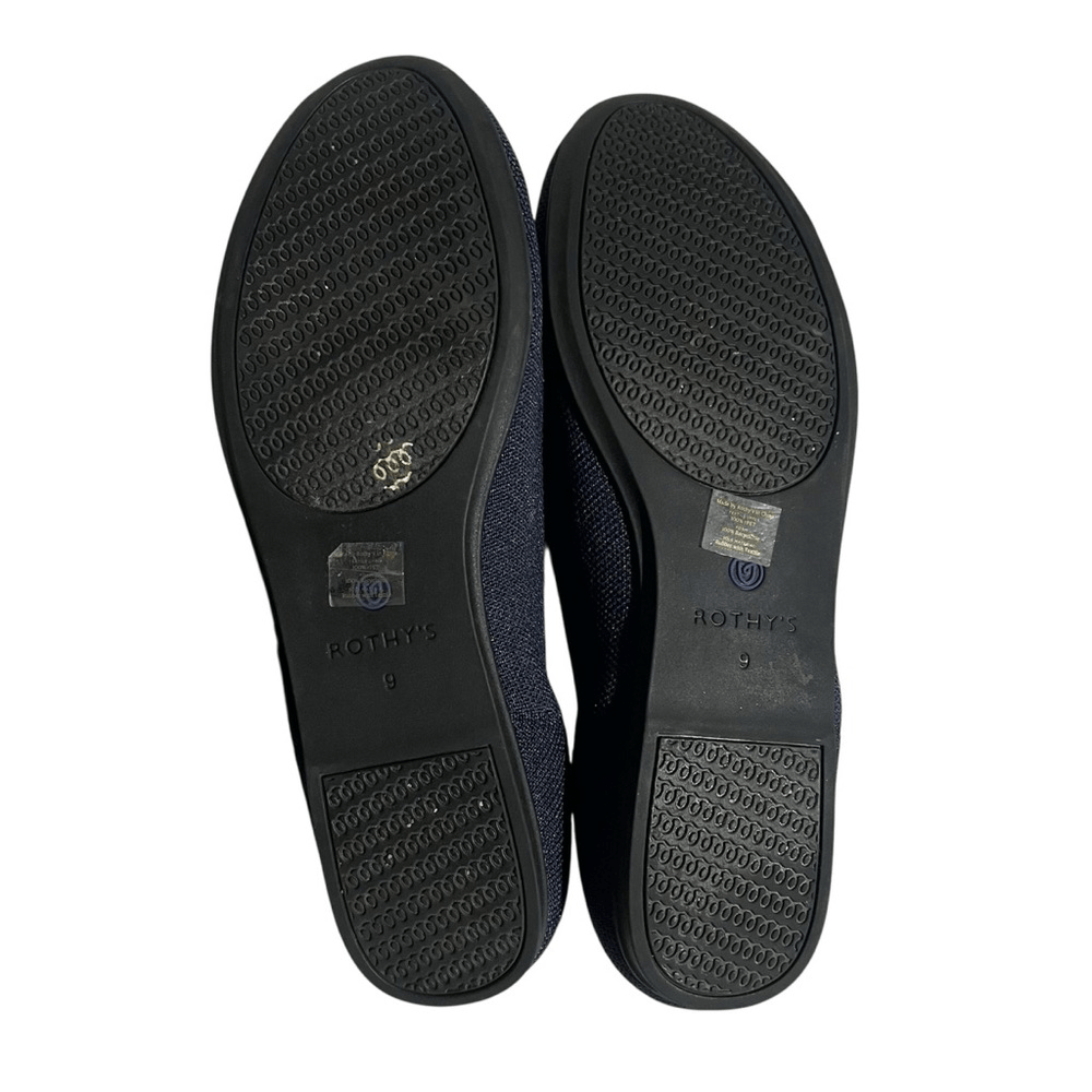 Rothy's The Flat Maritime Slip-On Ballet Shoes in Navy Blue Size 9W Round Toe