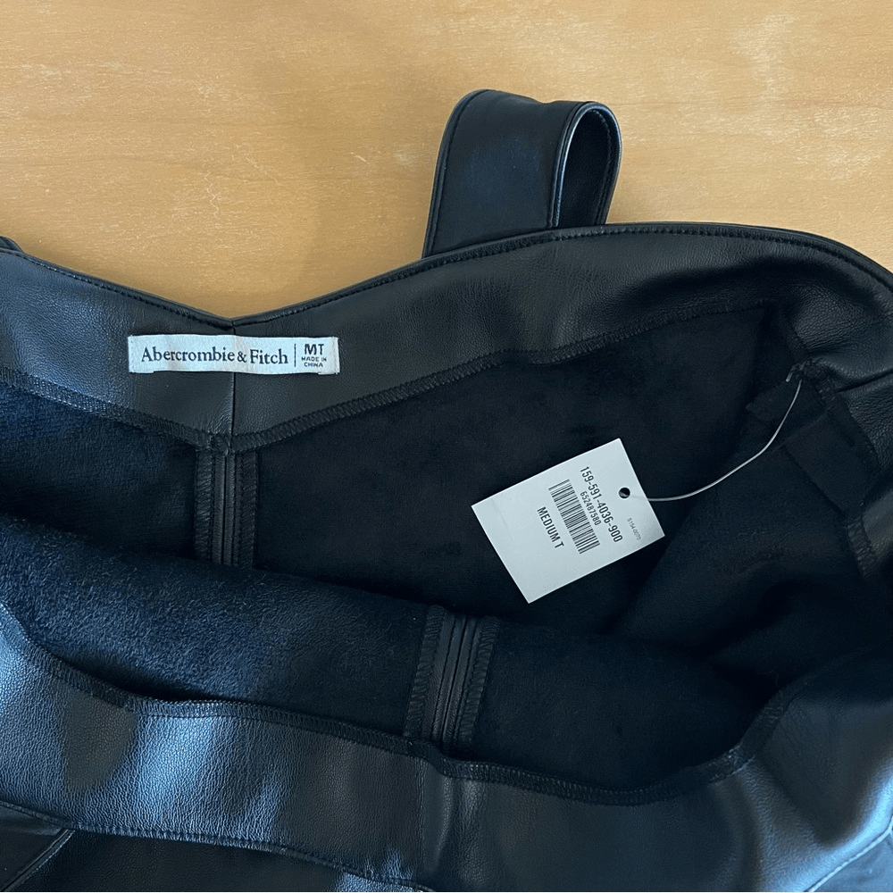 Abercrombie & Fitch Faux Leather Black Mini Dress NEW Size Medium Tall