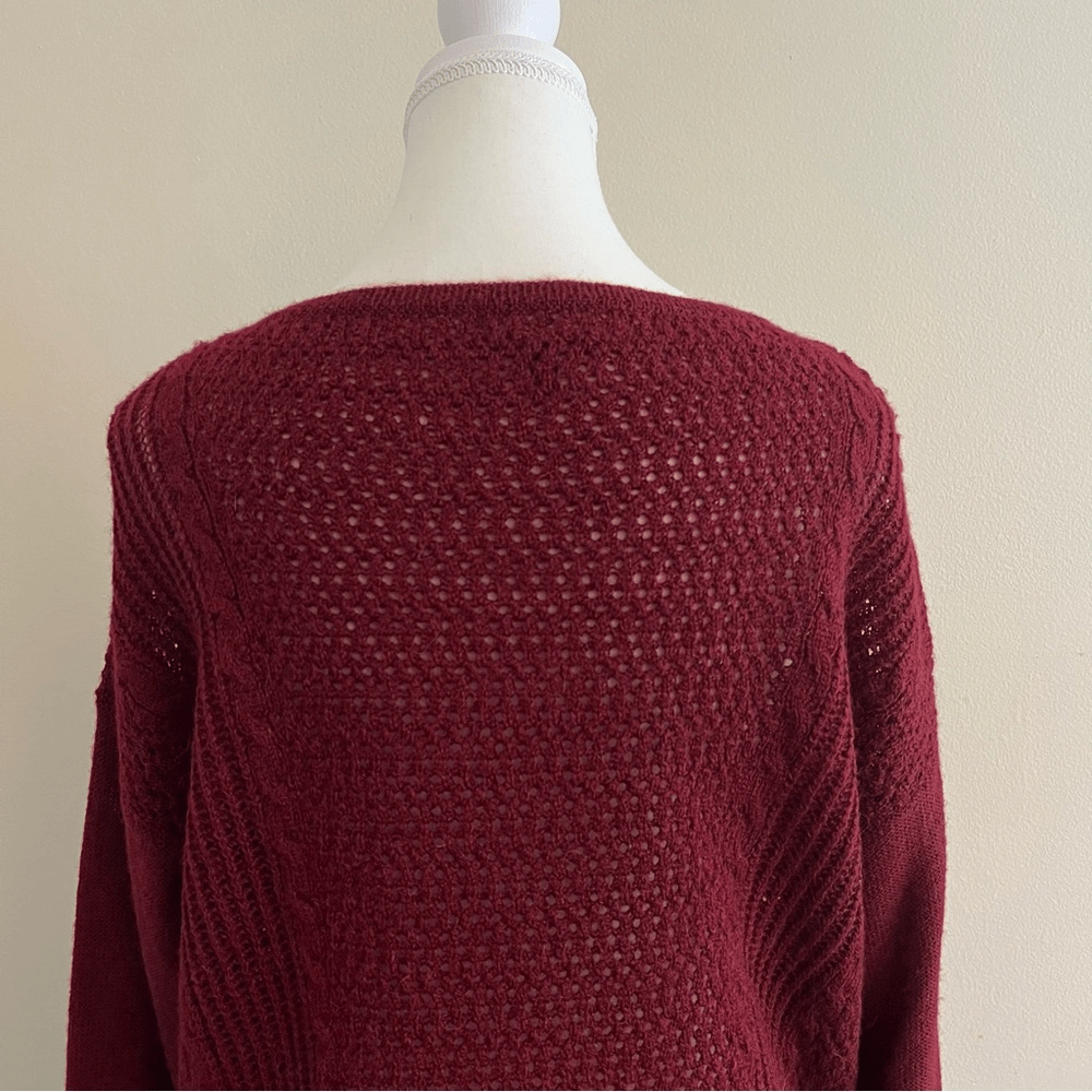 Eileen Fisher Alpaca Wool Blend High Low Sweater in Burgundy Size Medium