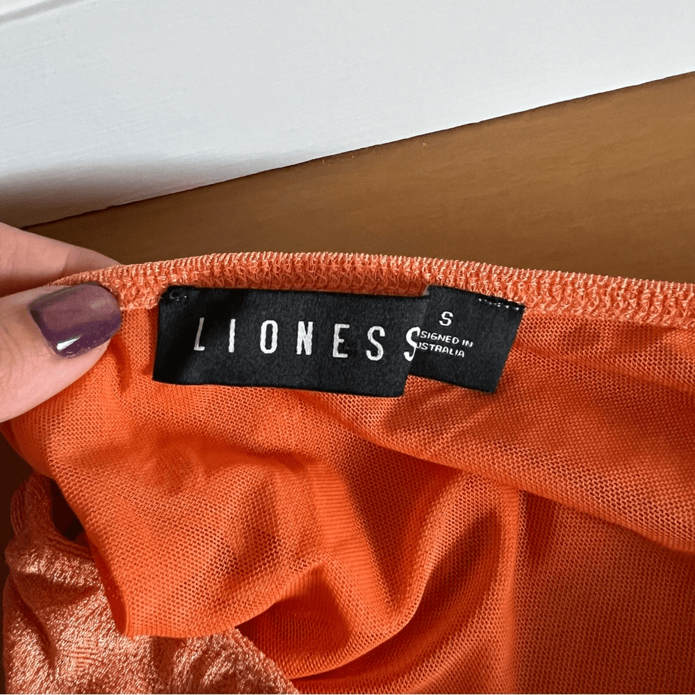 Princess Polly Lioness Orange The Goddess Mini One Shoulder Ruched Dress Small