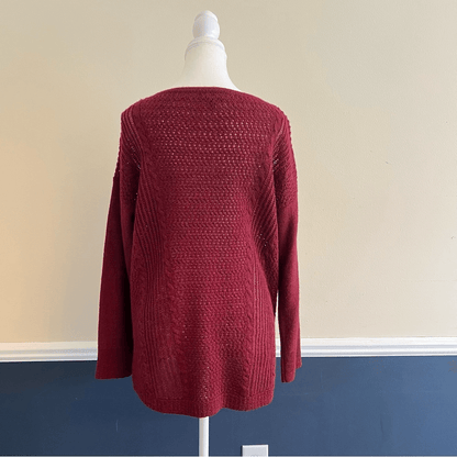 Eileen Fisher Alpaca Wool Blend High Low Sweater in Burgundy Size Medium