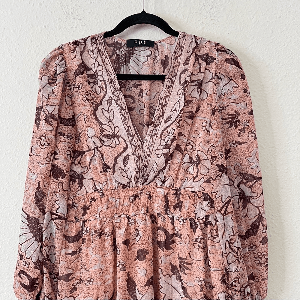 Anthropologie OPT Floral Long Sleeve Mini Dress Size Medium