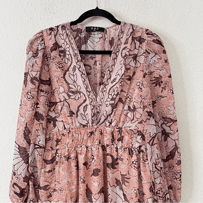 Anthropologie OPT Floral Long Sleeve Mini Dress Size Medium