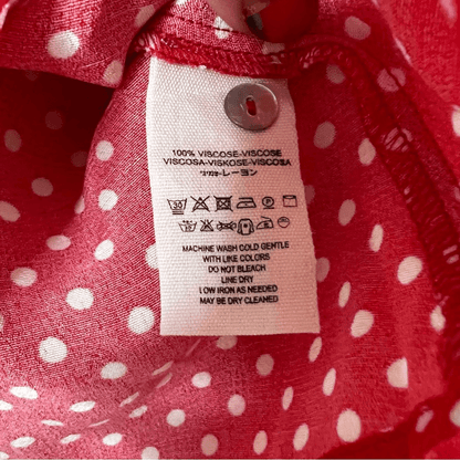 Free People Love Street Red White Polka Dot Long Sleeves Blouse M Retro Romantic