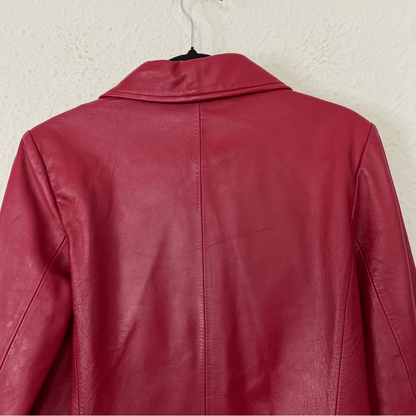 SIENA 100% Leather Red Blazer Jacket| Size 6