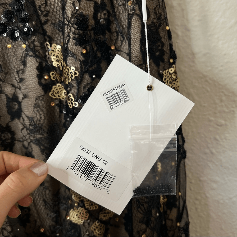 Mac Duggal Floral Embellished V-Neck Midi Dress With Shoulder Bow NEW Size 12