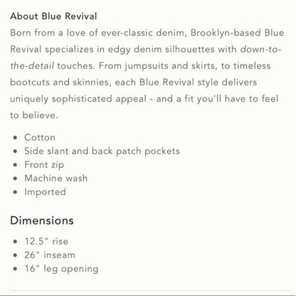 Anthropologie Blue Revival Utility Pants NEW Size 26