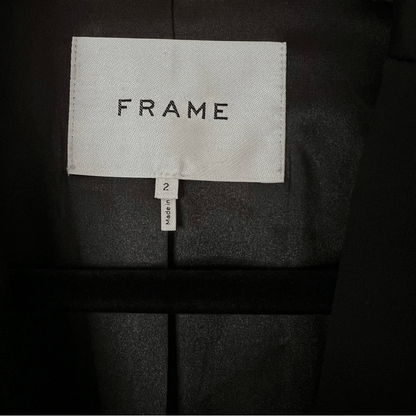 FRAME Black Metallic Velvet Satin Blazer Jacket Size 2 Party Cocktail